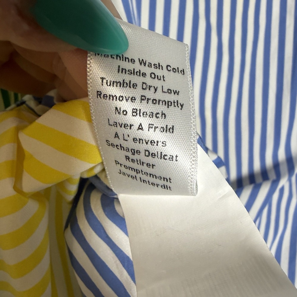 Frank And Eileen Color Block Striped Button Up Long Sleeve Multicolor L Italy - Picture 7 of 9